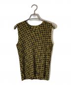 PLEATS PLEASEプリーツプリーズ）の古着「総柄プリーツブラウス」｜ブラック×イエロー