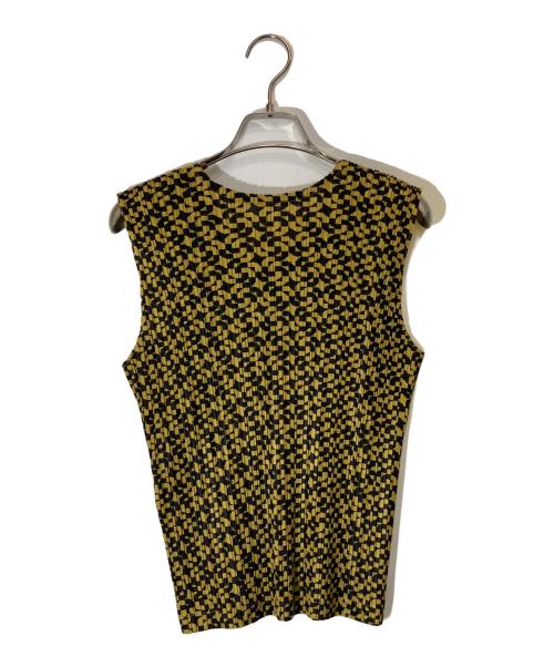 PLEATS PLEASE（プリーツプリーズ）PLEATS PLEASE (プリーツプリーズ) 総柄プリーツブラウス ブラック×イエロー サイズ:SIZE 3の古着・服飾アイテム