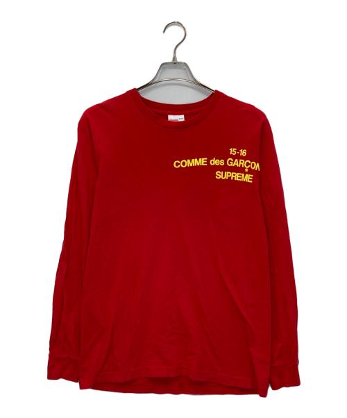 SUPREME（シュプリーム）SUPREME (シュプリーム) COMME des GARCONS SHIRT (コムデギャルソンシャツ) ロングスリーブカットソー レッド サイズ:Ⅿの古着・服飾アイテム