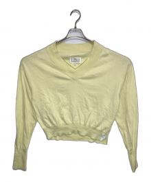 Maison Margiela 4（メゾンマルジェラ 4）の古着「エルボーパッチ Vネック コットンニット」｜イエロー