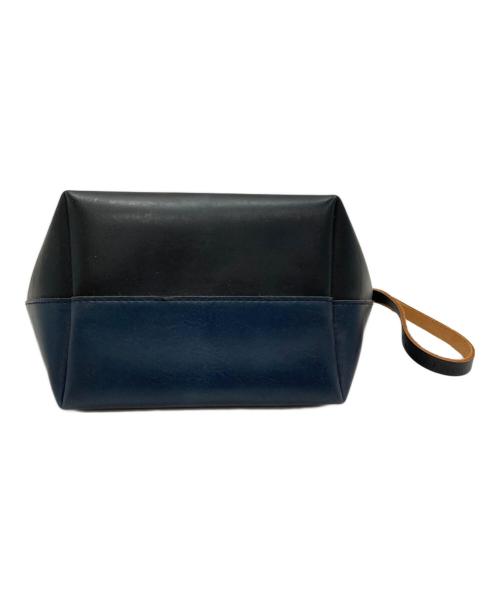 MARNI（マルニ）MARNI (マルニ) バイカラー カーフ レザー ポーチ ネイビーの古着・服飾アイテム