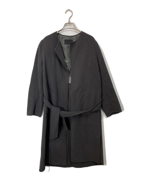 icB（アイシービー）icB (アイシービー) Wool Rever ノーカラーコート グレー サイズ:9の古着・服飾アイテム