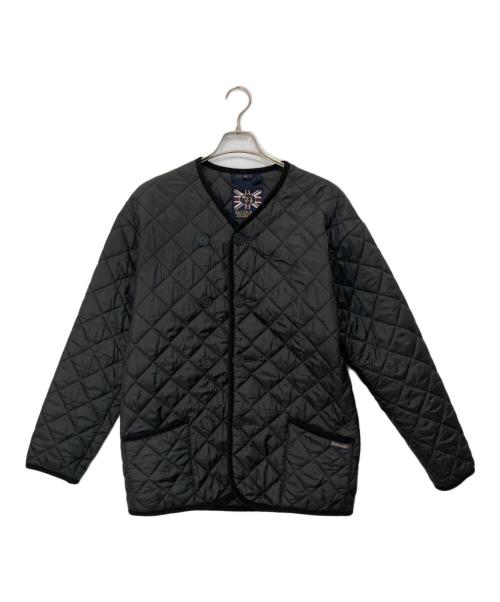 LAVENHAM（ラベンハム）LAVENHAM (ラベンハム) ノーカラーダブルキルティングジャケット ブラック サイズ:40の古着・服飾アイテム