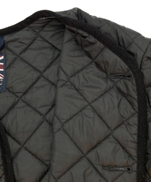 LAVENHAM（ラベンハム）LAVENHAM (ラベンハム) ノーカラーダブルキルティングジャケット ブラック サイズ:40の古着・服飾アイテム
