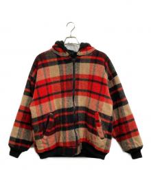 MELTON（メルトン）の古着「ウールチェックフーデットジャケット」｜レッド