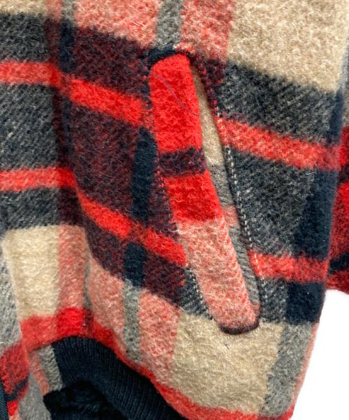 MELTON（メルトン）MELTON (メルトン) ウールチェックフーデットジャケット レッド サイズ:Lの古着・服飾アイテム
