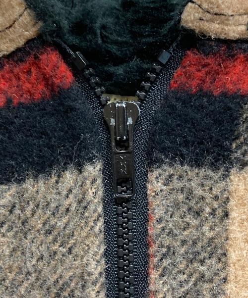 MELTON（メルトン）MELTON (メルトン) ウールチェックフーデットジャケット レッド サイズ:Lの古着・服飾アイテム