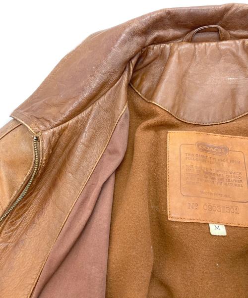 COACH（コーチ）COACH (コーチ) リブレザージャケット ブラウン サイズ:Ｍの古着・服飾アイテム