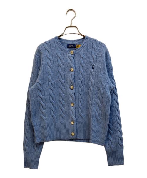 POLO RALPH LAUREN（ポロ・ラルフローレン）POLO RALPH LAUREN (ポロ・ラルフローレン) カシミヤブレンドケーブルニットカーディガン ブルー サイズ:Lの古着・服飾アイテム
