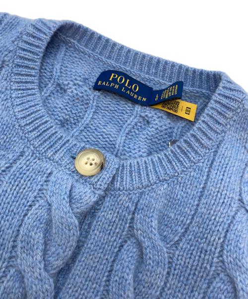POLO RALPH LAUREN（ポロ・ラルフローレン）POLO RALPH LAUREN (ポロ・ラルフローレン) カシミヤブレンドケーブルニットカーディガン ブルー サイズ:Lの古着・服飾アイテム