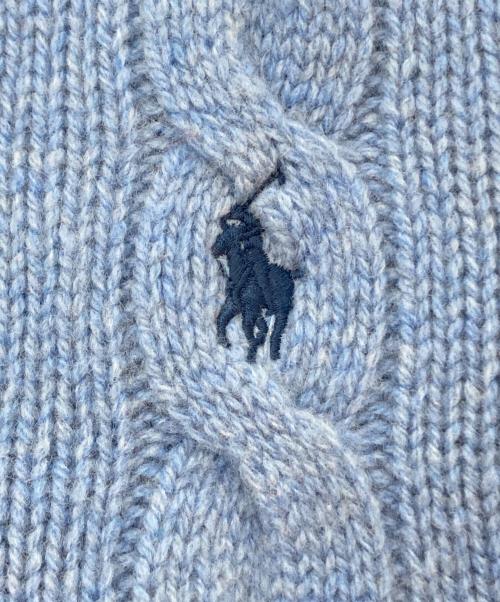 POLO RALPH LAUREN（ポロ・ラルフローレン）POLO RALPH LAUREN (ポロ・ラルフローレン) カシミヤブレンドケーブルニットカーディガン ブルー サイズ:Lの古着・服飾アイテム