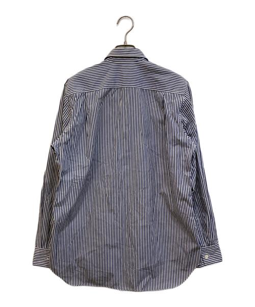 PLAY COMME des GARCONS（プレイコムデギャルソン）PLAY COMME des GARCONS (プレイコムデギャルソン) ハートワッペンストライプシャツ ブルー サイズ:Sの古着・服飾アイテム