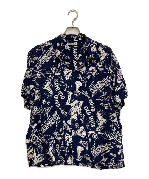 Sun Surf（サンサーフ）Sun Surf (サンサーフ) RAYON HAWAIIAN SHIRT “GOOD OLD DAYS” ネイビー サイズ:Lの古着・服飾アイテム