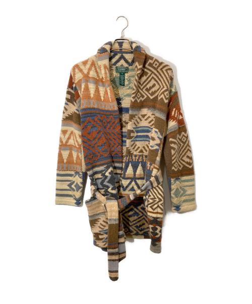 LAUREN RALPH LAUREN（ローレンラルフローレン）LAUREN RALPH LAUREN (ローレンラルフローレン) ネイティブ柄ガウンカーディガン ブラウン サイズ:Sの古着・服飾アイテム