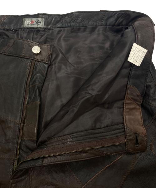 EVOLUTION（エボリューション）EVOLUTION (エボリューション) パッチワークレザーパンツ ブラウン サイズ:110の古着・服飾アイテム