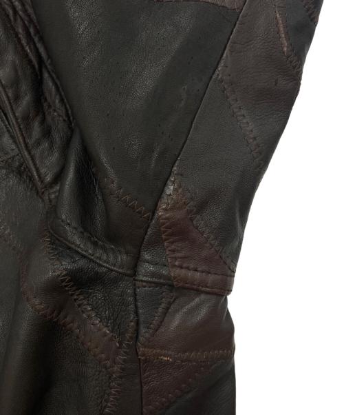 EVOLUTION（エボリューション）EVOLUTION (エボリューション) パッチワークレザーパンツ ブラウン サイズ:110の古着・服飾アイテム