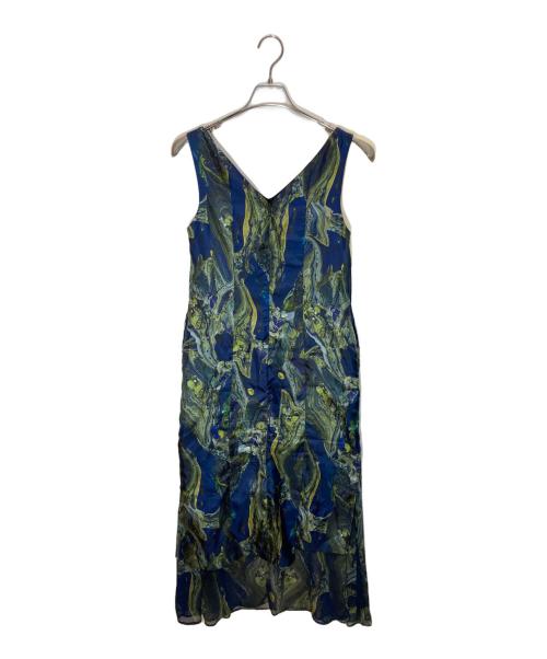 UN3D.（アンスリード）UN3D. (アンスリード) マーブルアートワンピース ネイビー×イエロー サイズ:36の古着・服飾アイテム