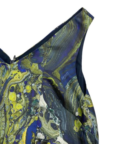 UN3D.（アンスリード）UN3D. (アンスリード) マーブルアートワンピース ネイビー×イエロー サイズ:36の古着・服飾アイテム