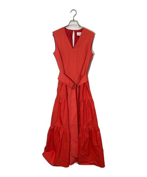 Arobe（アローブ）Arobe (アローブ) ノースリーブギャザーワンピース レッド サイズ:2の古着・服飾アイテム