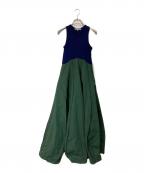 UN3D.アンスリード）の古着「アウトシームリブコンビワンピース」｜ネイビー×グリーン