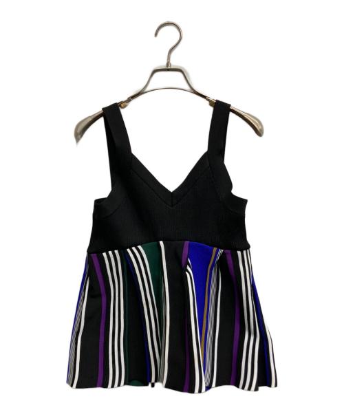 UN3D.（アンスリード）UN3D. (アンスリード) マルチストライプニットビスチェ ブラック サイズ:36の古着・服飾アイテム