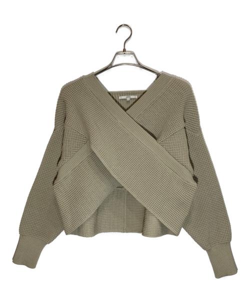 UN3D.（アンスリード）UN3D. (アンスリード) クロスニットトップ グリーン サイズ:SIZE Freeの古着・服飾アイテム