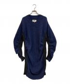 MM6 Maison Margielaエムエムシックスメゾンマルジェラ）の古着「リブ切替ニットワンピース」｜ネイビー