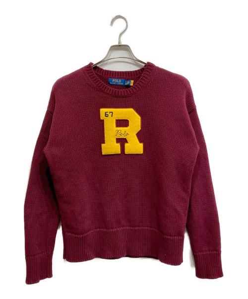 POLO RALPH LAUREN（ポロ・ラルフローレン）POLO RALPH LAUREN (ポロ・ラルフローレン) ビッグ フィット コットン レターマン セーター ボルドー サイズ:Sの古着・服飾アイテム
