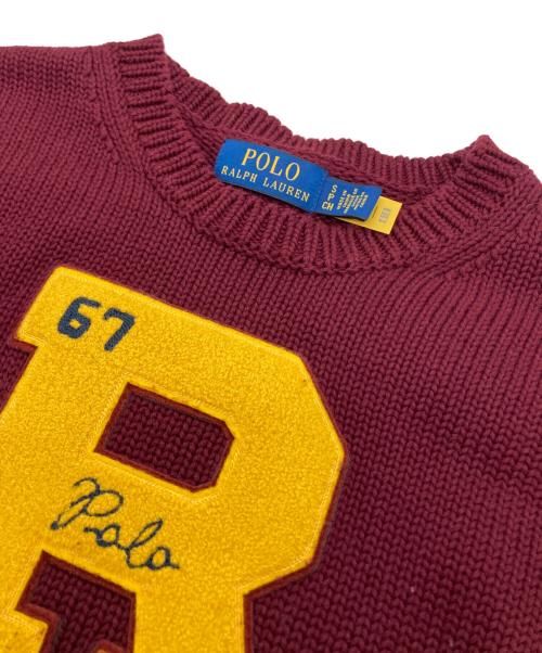POLO RALPH LAUREN（ポロ・ラルフローレン）POLO RALPH LAUREN (ポロ・ラルフローレン) ビッグ フィット コットン レターマン セーター ボルドー サイズ:Sの古着・服飾アイテム
