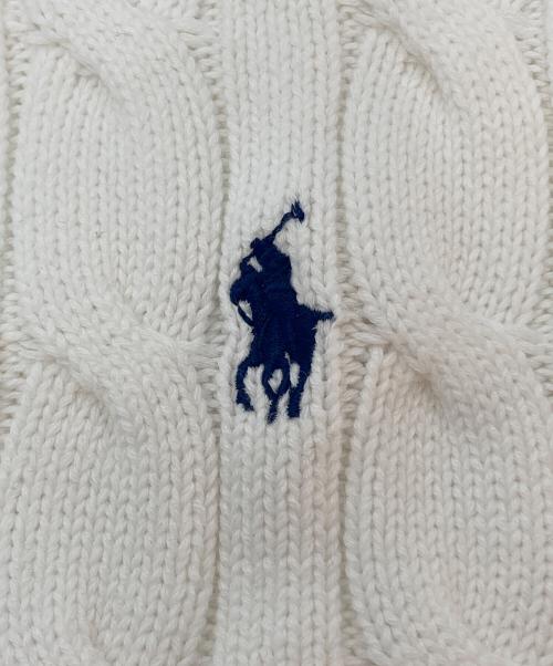 POLO RALPH LAUREN（ポロ・ラルフローレン）POLO RALPH LAUREN (ポロ・ラルフローレン) コットン ケーブル カーディガン ホワイト サイズ:Mの古着・服飾アイテム