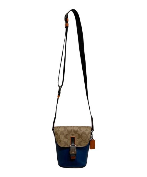 COACH（コーチ）COACH (コーチ) ショルダーバッグ ベージュ×ブルーの古着・服飾アイテム