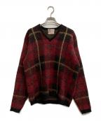 REVEREリヴィア）の古着「ヴィンテージVネックニット」｜ブラック×レッド