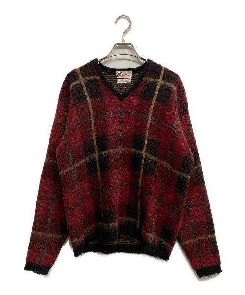 REVERE（リヴィア）REVERE (リヴィア) ヴィンテージVネックニット ブラック×レッド サイズ:Ⅿの古着・服飾アイテム