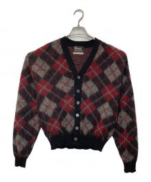 Sears（シアーズ）の古着「ヴィンテージモヘアブレンドカーディガン」｜ブラック×レッド