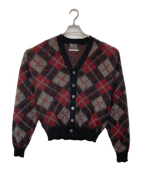 Sears（シアーズ）Sears (シアーズ) ヴィンテージモヘアブレンドカーディガン ブラック×レッド サイズ:Mの古着・服飾アイテム