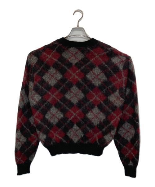 Sears（シアーズ）Sears (シアーズ) ヴィンテージモヘアブレンドカーディガン ブラック×レッド サイズ:Mの古着・服飾アイテム