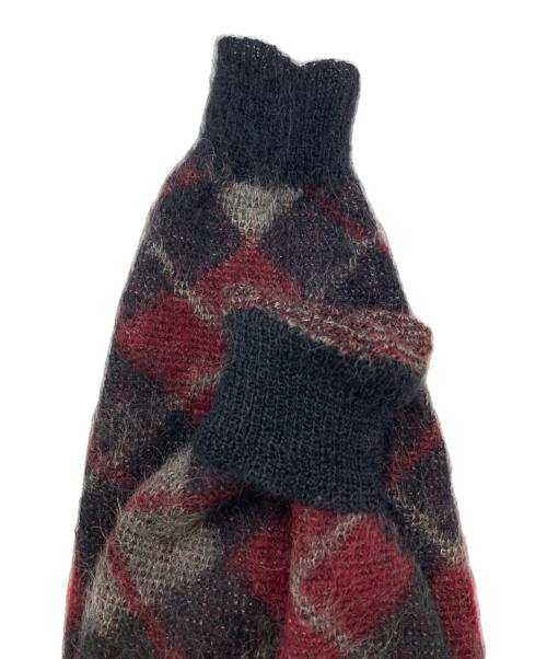 Sears（シアーズ）Sears (シアーズ) ヴィンテージモヘアブレンドカーディガン ブラック×レッド サイズ:Mの古着・服飾アイテム