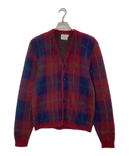 CAMPUS（キャンパス）CAMPUS (キャンパス) ヴィンテージモヘアブレンドカーディガン レッド×ネイビー サイズ:Mの古着・服飾アイテム
