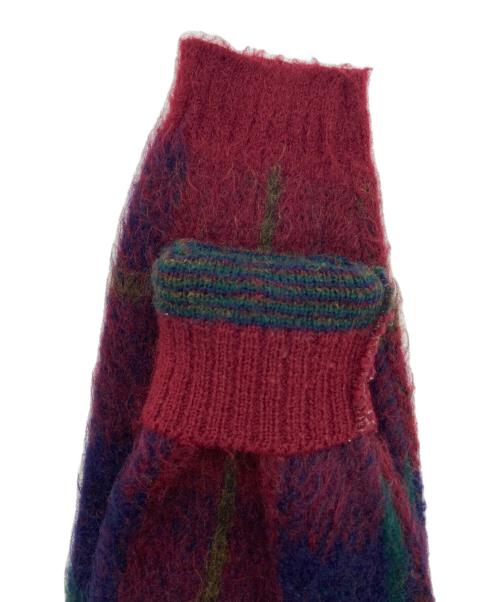 CAMPUS（キャンパス）CAMPUS (キャンパス) ヴィンテージモヘアブレンドカーディガン レッド×ネイビー サイズ:Mの古着・服飾アイテム