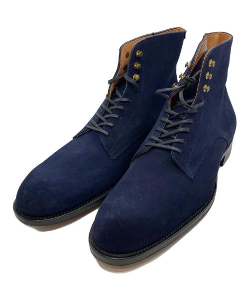 yoshiharu hasegawa（ヨシハル ハセガワ）yoshiharu hasegawa (ヨシハル ハセガワ) Plain-toe Raceup Boots W sole ネイビー サイズ:8の古着・服飾アイテム