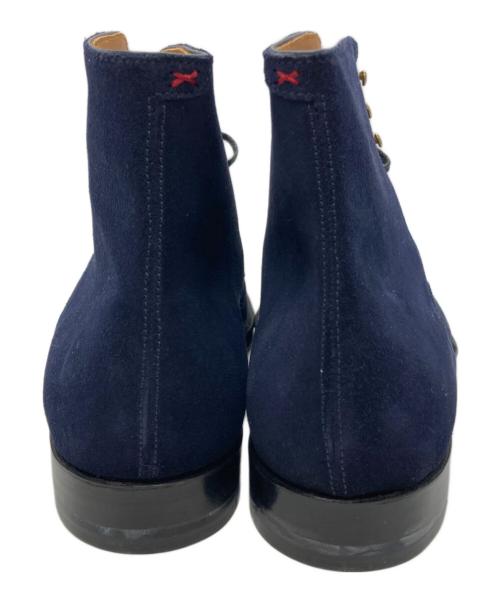 yoshiharu hasegawa（ヨシハル ハセガワ）yoshiharu hasegawa (ヨシハル ハセガワ) Plain-toe Raceup Boots W sole ネイビー サイズ:8の古着・服飾アイテム