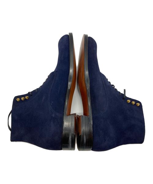 yoshiharu hasegawa（ヨシハル ハセガワ）yoshiharu hasegawa (ヨシハル ハセガワ) Plain-toe Raceup Boots W sole ネイビー サイズ:8の古着・服飾アイテム