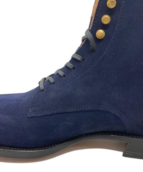 yoshiharu hasegawa（ヨシハル ハセガワ）yoshiharu hasegawa (ヨシハル ハセガワ) Plain-toe Raceup Boots W sole ネイビー サイズ:8の古着・服飾アイテム