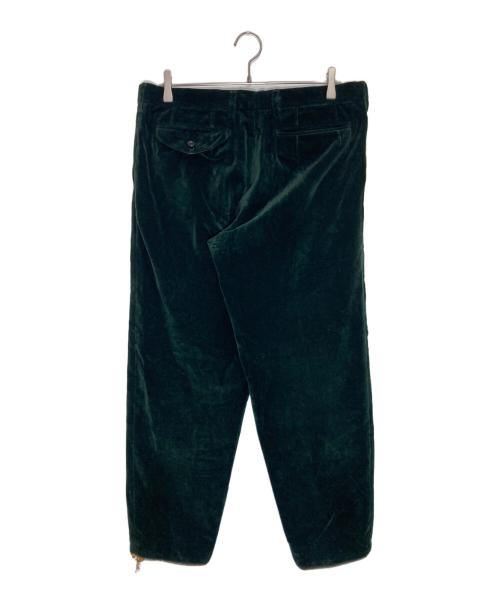KOLOR（カラー）KOLOR (カラー) ベルベットジップヘムスラックスパンツ グリーン サイズ:SIZE 4の古着・服飾アイテム