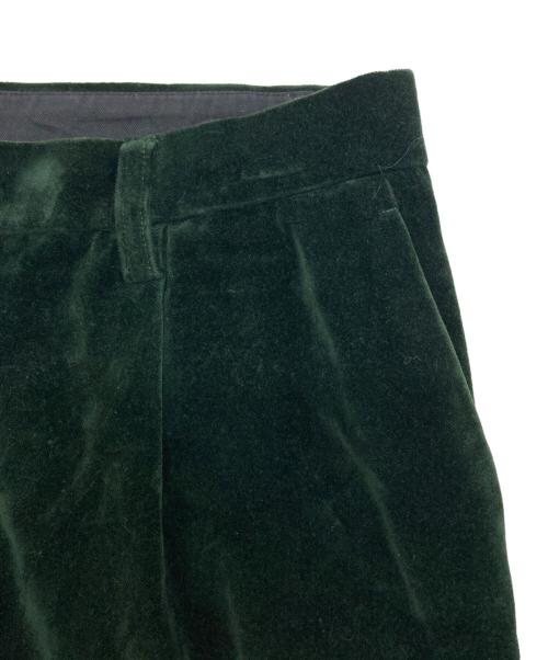 KOLOR（カラー）KOLOR (カラー) ベルベットジップヘムスラックスパンツ グリーン サイズ:SIZE 4の古着・服飾アイテム