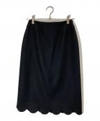 YOKO CHANヨーコチャン）の古着「ウールスカラップスカート」｜ブラック