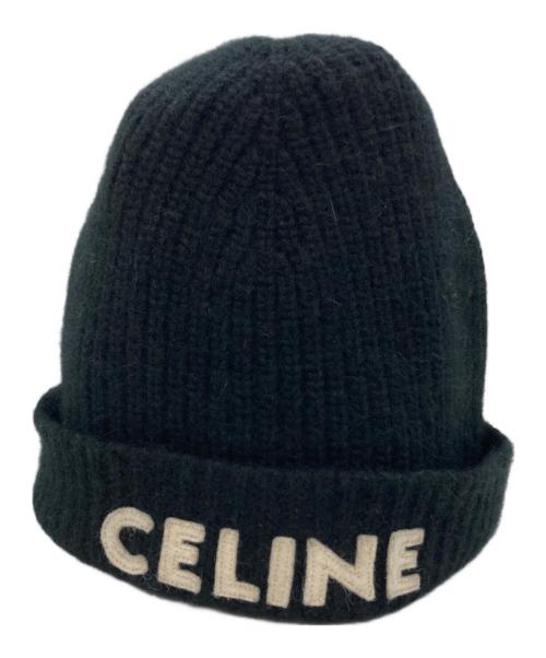 CELINE（セリーヌ）CELINE (セリーヌ) エンブロイダリー ロゴニット帽 ブラック サイズ: TUの古着・服飾アイテム