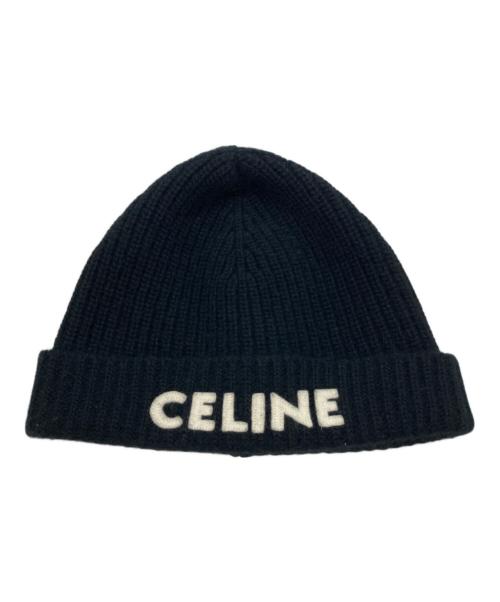 CELINE（セリーヌ）CELINE (セリーヌ) エンブロイダリー ロゴニット帽 ブラック サイズ: TUの古着・服飾アイテム
