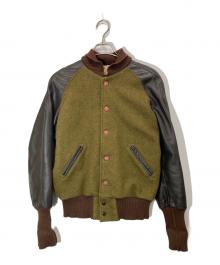 skookum×NEPENTHES（スクーカム×ネペンテス）の古着「レザーアームスタジャン」｜カーキ×ブラウン