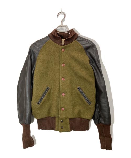 skookum（スクーカム）skookum (スクーカム) NEPENTHES (ネペンテス) レザーアームスタジャン カーキ×ブラウン サイズ:38の古着・服飾アイテム